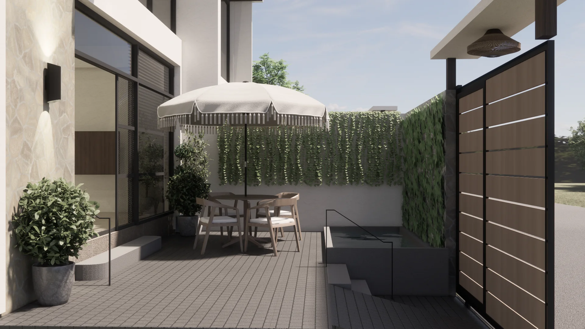 The private courtyard and plunge pool at a Sanur Breeze villa